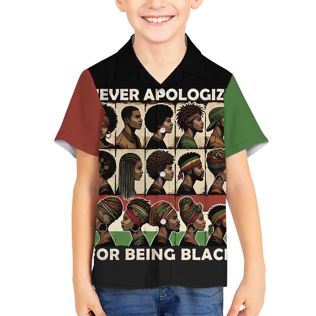 Never Apologize for Being Proudly Black Family Matching Short Sleeve Bodycon Dress and Hawaiian Shirt African Human - Wonder Print Shop