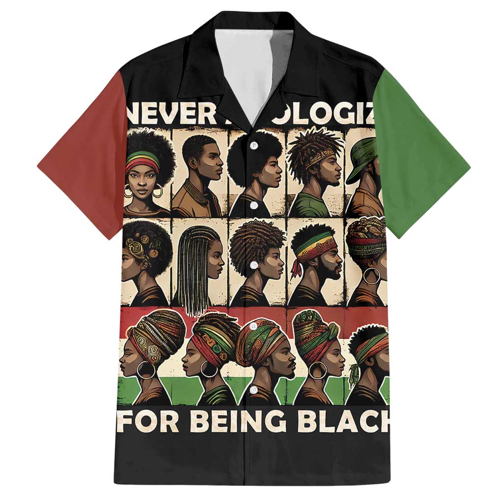 Never Apologize for Being Proudly Black Hawaiian Shirt African Human - Wonder Print Shop