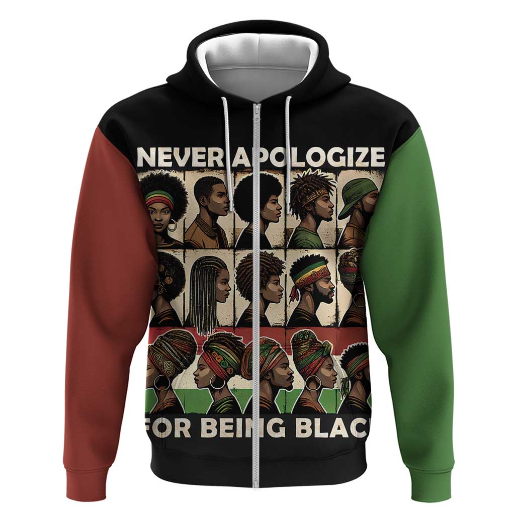 Never Apologize for Being Proudly Black Hoodie African Human - Wonder Print Shop