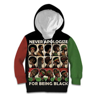 Never Apologize for Being Proudly Black Kid Hoodie African Human - Wonder Print Shop