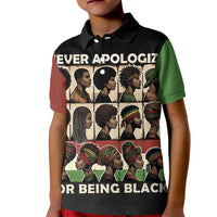 Never Apologize for Being Proudly Black Kid Polo Shirt African Human - Wonder Print Shop