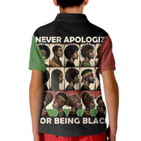 Never Apologize for Being Proudly Black Kid Polo Shirt African Human - Wonder Print Shop