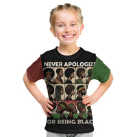 Never Apologize for Being Proudly Black Kid T Shirt African Human - Wonder Print Shop