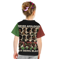 Never Apologize for Being Proudly Black Kid T Shirt African Human - Wonder Print Shop