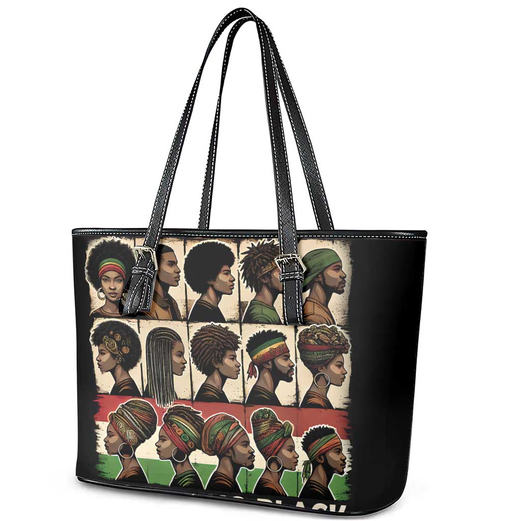 Never Apologize for Being Proudly Black Leather Tote Bag African Human - Wonder Print Shop