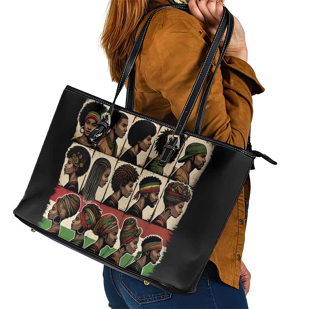 Never Apologize for Being Proudly Black Leather Tote Bag African Human - Wonder Print Shop