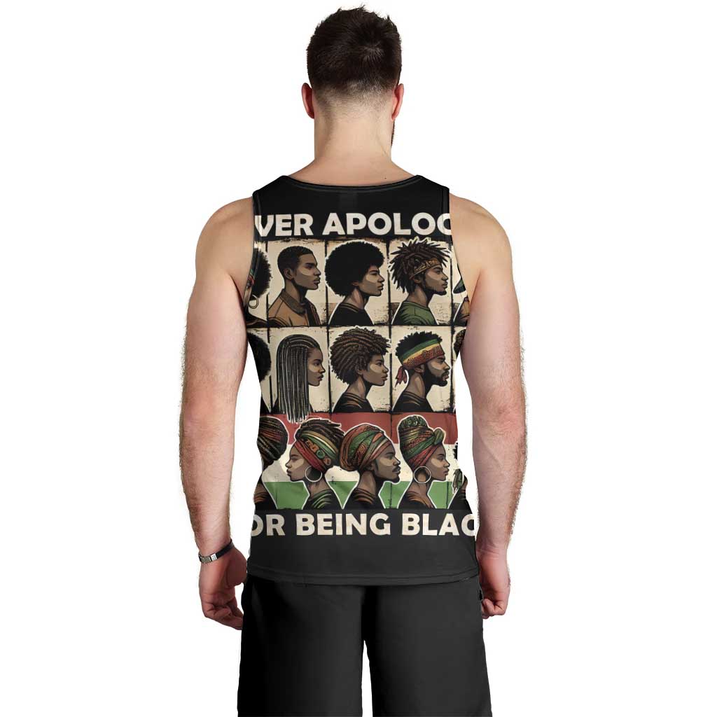 Never Apologize for Being Proudly Black Men Tank Top African Human - Wonder Print Shop