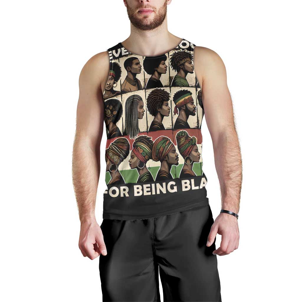 Never Apologize for Being Proudly Black Men Tank Top African Human - Wonder Print Shop