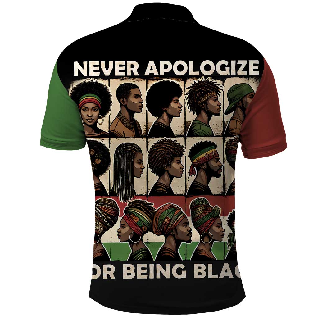 Never Apologize for Being Proudly Black Polo Shirt African Human - Wonder Print Shop