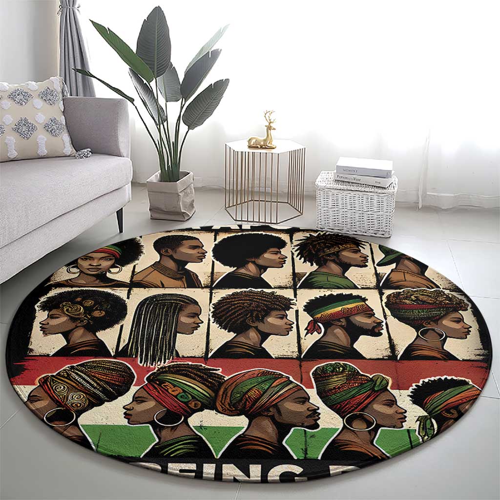 Never Apologize for Being Proudly Black Round Carpet African Human