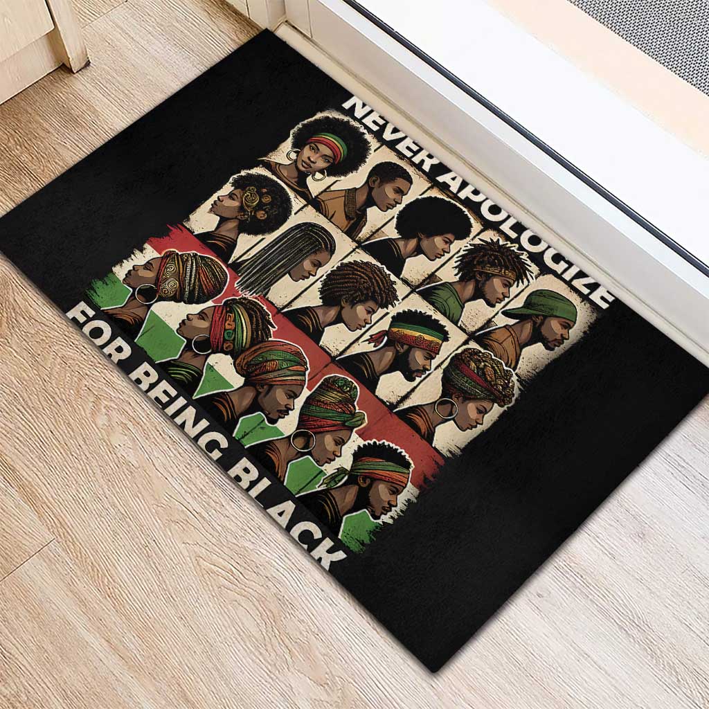 Never Apologize for Being Proudly Black Rubber Doormat African Human - Wonder Print Shop