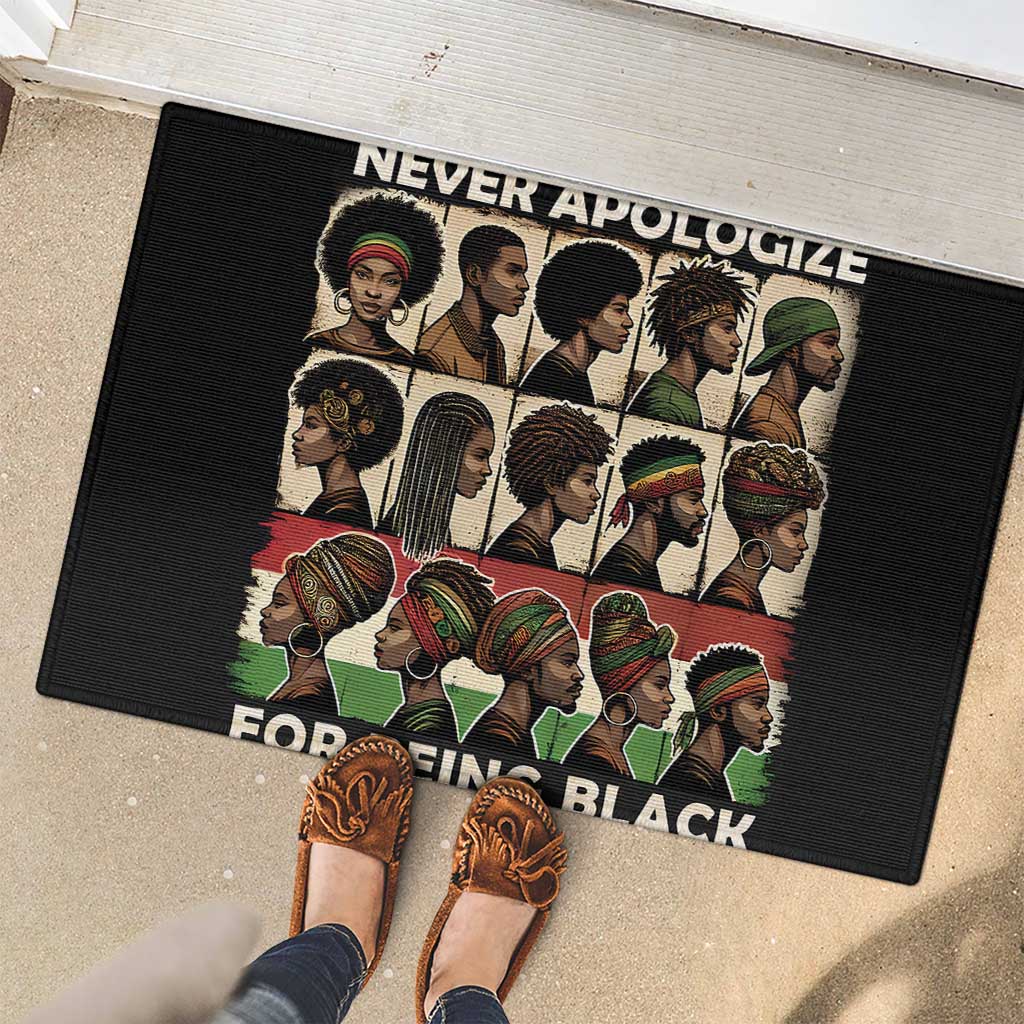 Never Apologize for Being Proudly Black Rubber Doormat African Human - Wonder Print Shop
