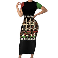 Never Apologize for Being Proudly Black Short Sleeve Bodycon Dress African Human - Wonder Print Shop