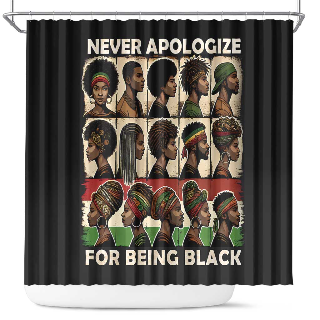 Never Apologize for Being Proudly Black Shower Curtain African Human