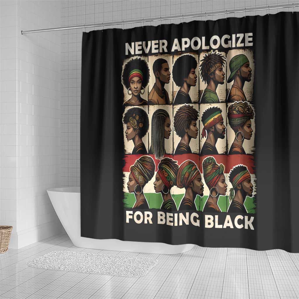 Never Apologize for Being Proudly Black Shower Curtain African Human