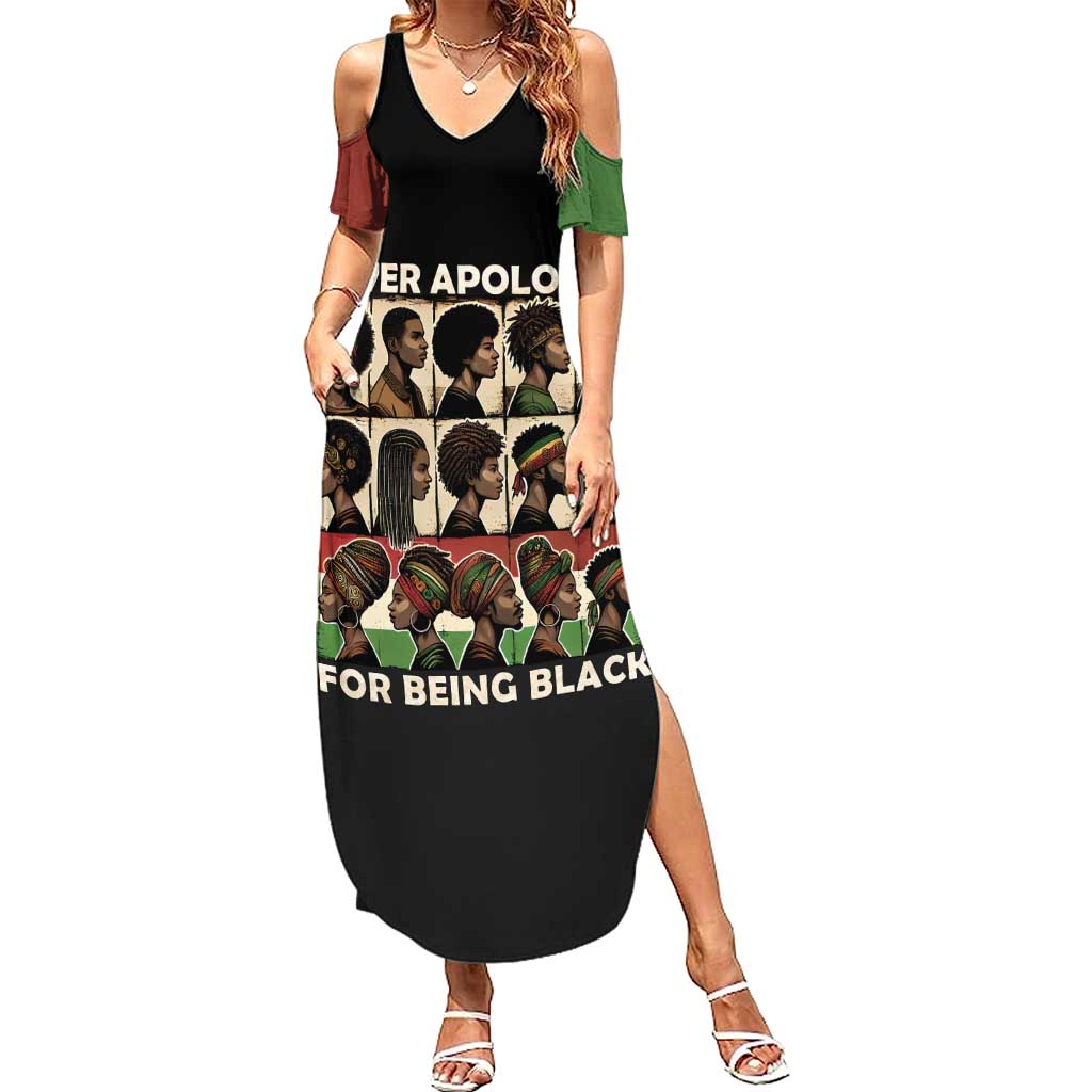 Never Apologize for Being Proudly Black Summer Maxi Dress African Human - Wonder Print Shop