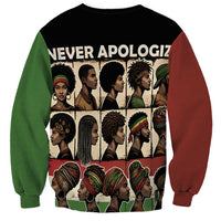Never Apologize for Being Proudly Black Sweatshirt African Human - Wonder Print Shop