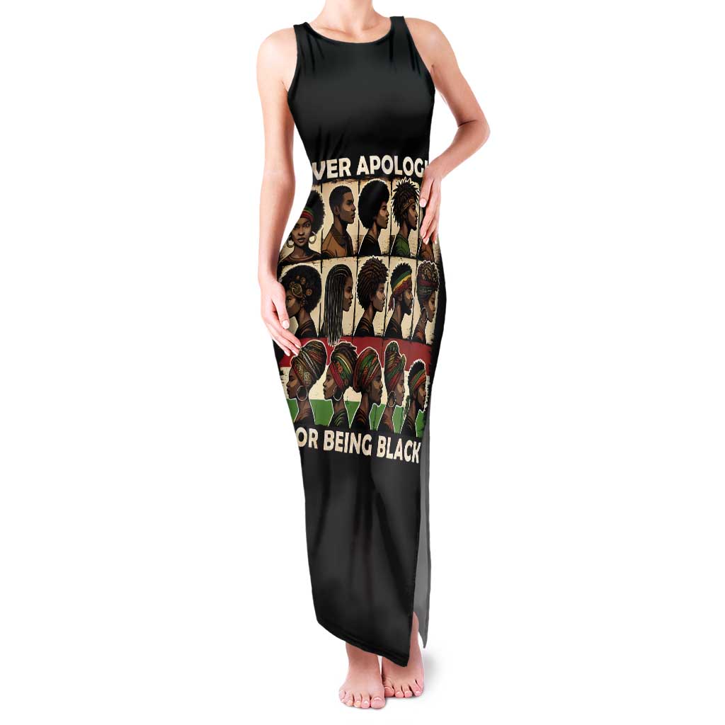 Never Apologize for Being Proudly Black Tank Maxi Dress African Human - Wonder Print Shop