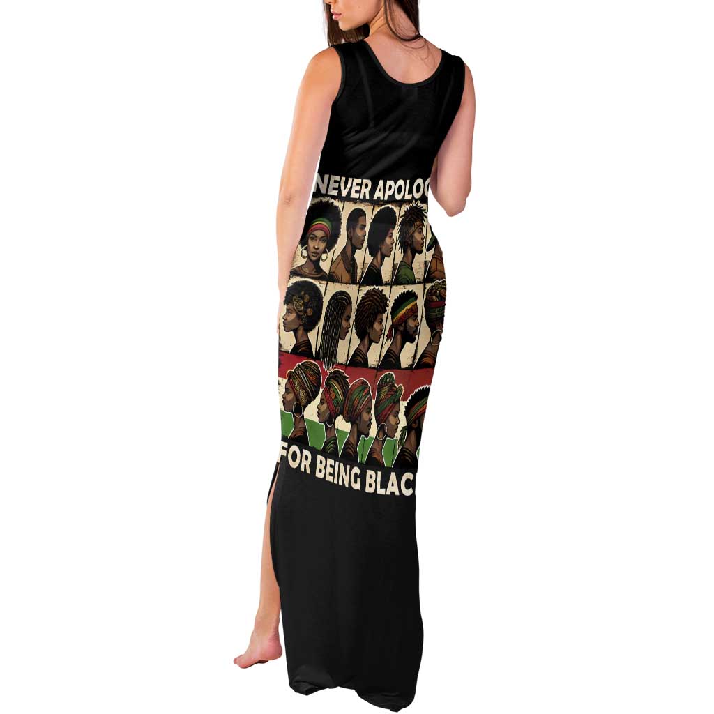 Never Apologize for Being Proudly Black Tank Maxi Dress African Human - Wonder Print Shop