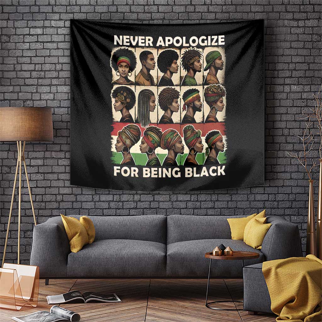 Never Apologize for Being Proudly Black Tapestry African Human - Wonder Print Shop
