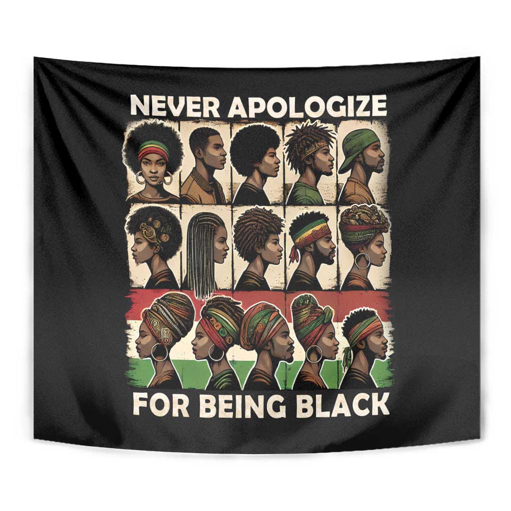 Never Apologize for Being Proudly Black Tapestry African Human - Wonder Print Shop