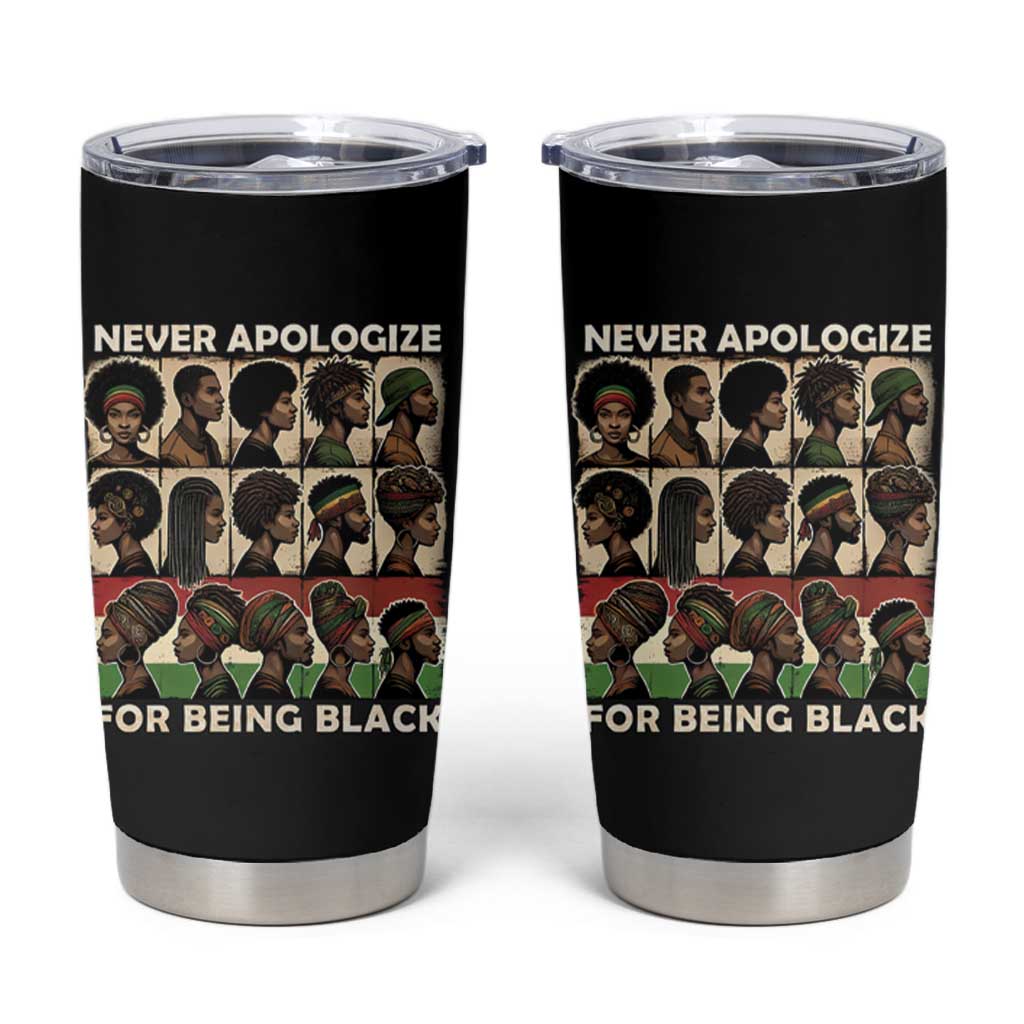 Never Apologize for Being Proudly Black Tumbler Cup African Human - Wonder Print Shop