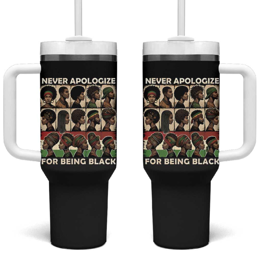 Never Apologize for Being Proudly Black Tumbler With Handle African Human - Wonder Print Shop