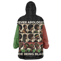 Never Apologize for Being Proudly Black Wearable Blanket Hoodie African Human - Wonder Print Shop