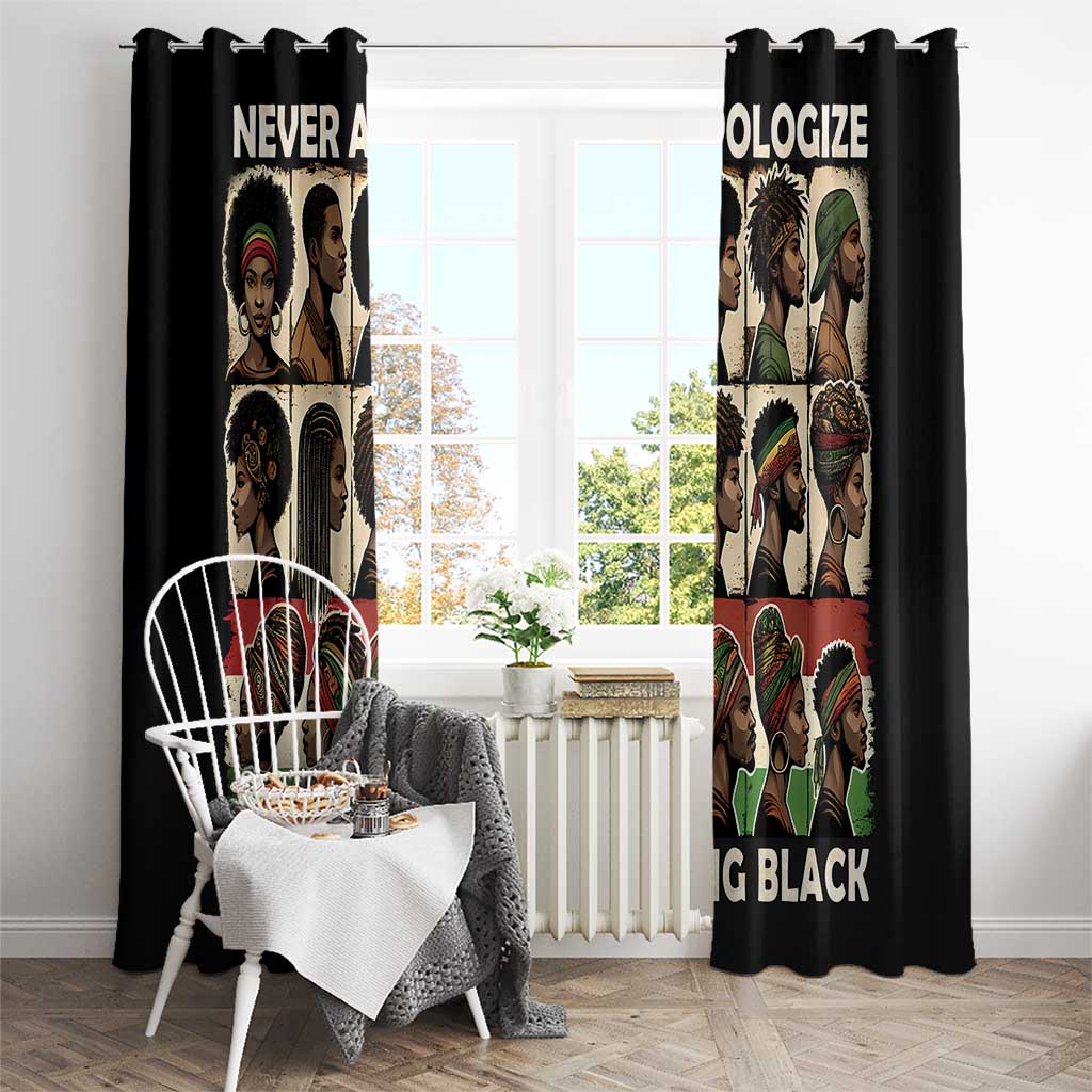 Never Apologize for Being Proudly Black Window Curtain African Human - Wonder Print Shop