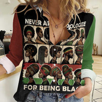 Never Apologize for Being Proudly Black Women Casual Shirt African Human - Wonder Print Shop