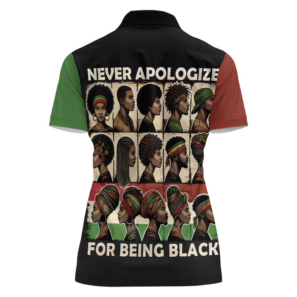 Never Apologize for Being Proudly Black Women Polo Shirt African Human - Wonder Print Shop