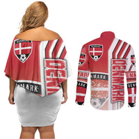 Denmark Football Couples Matching Off Shoulder Short Dress and Long Sleeve Button Shirt Danish Dynamite Soccer - Road To Champion
