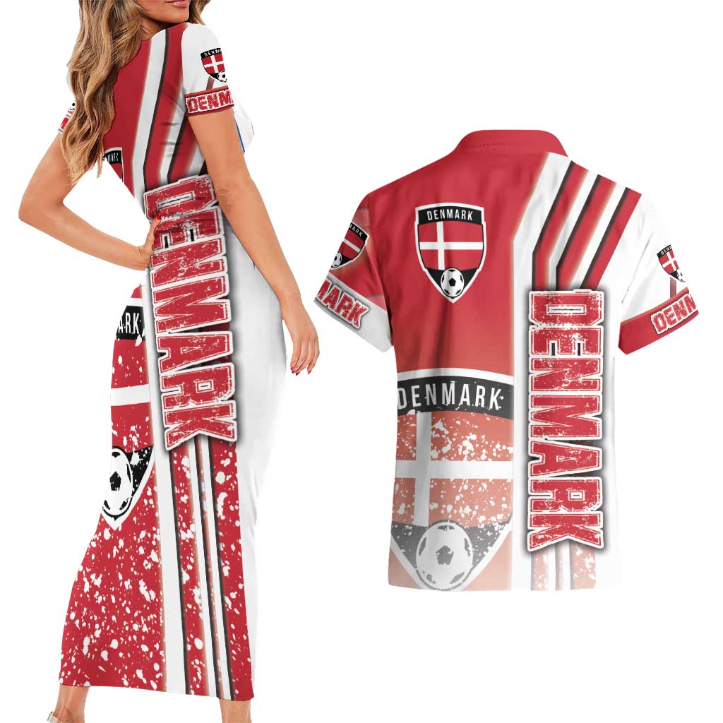 Denmark Football Couples Matching Short Sleeve Bodycon Dress and Hawaiian Shirt Danish Dynamite Soccer - Road To Champion