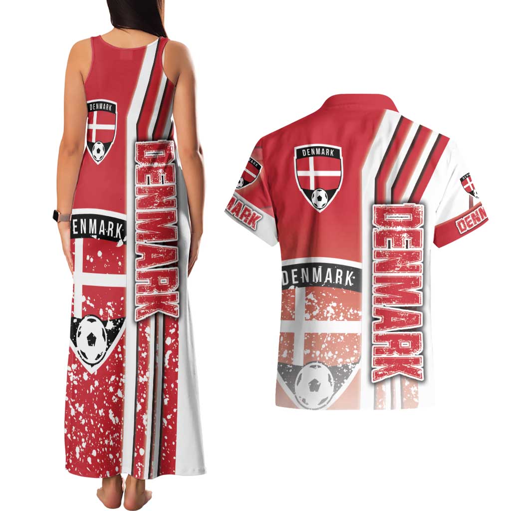 Denmark Football Couples Matching Tank Maxi Dress and Hawaiian Shirt Danish Dynamite Soccer - Road To Champion