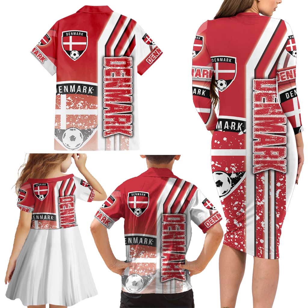 Denmark Football Family Matching Long Sleeve Bodycon Dress and Hawaiian Shirt Danish Dynamite Soccer - Road To Champion - Wonder Print Shop