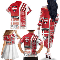Denmark Football Family Matching Off The Shoulder Long Sleeve Dress and Hawaiian Shirt Danish Dynamite Soccer - Road To Champion