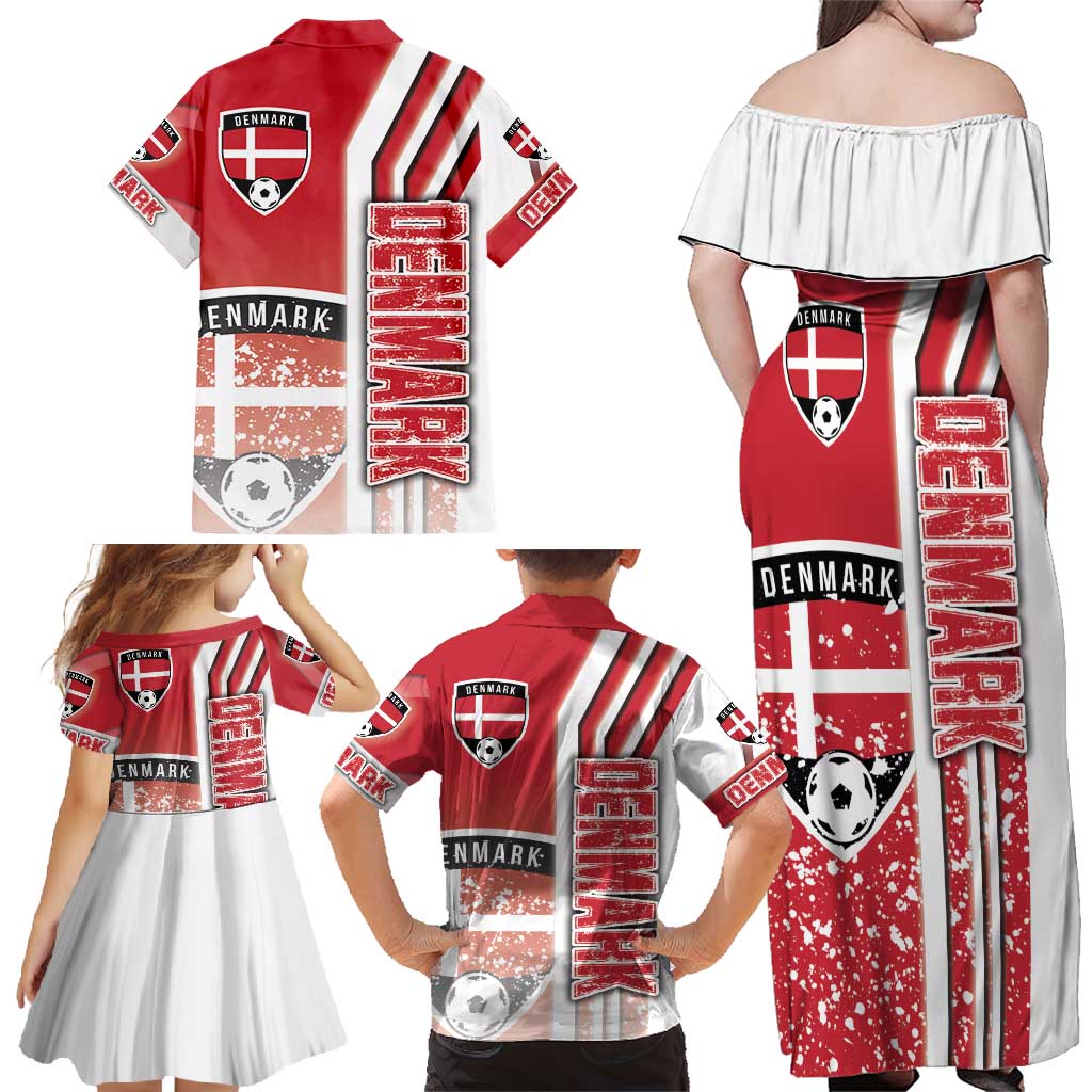 Denmark Football Family Matching Off Shoulder Maxi Dress and Hawaiian Shirt Danish Dynamite Soccer - Road To Champion - Wonder Print Shop