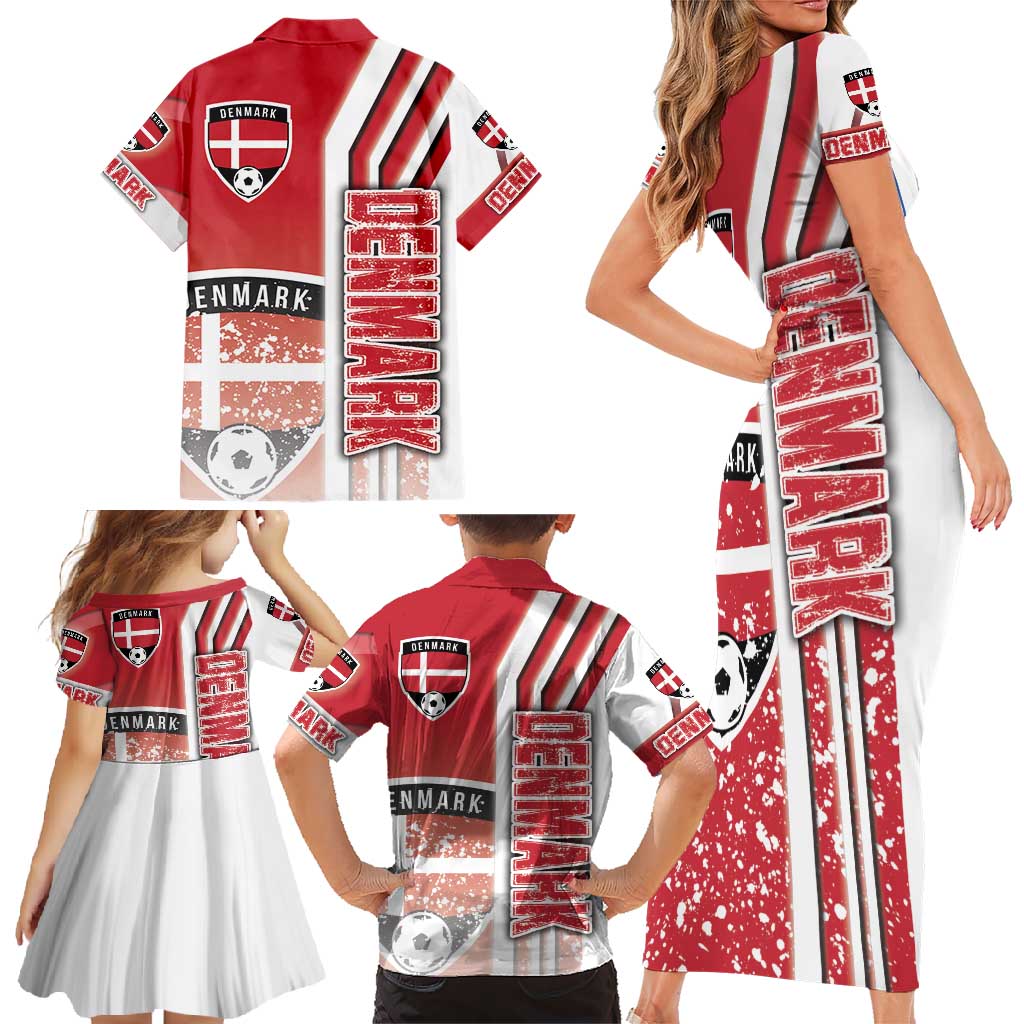 Denmark Football Family Matching Short Sleeve Bodycon Dress and Hawaiian Shirt Danish Dynamite Soccer - Road To Champion - Wonder Print Shop