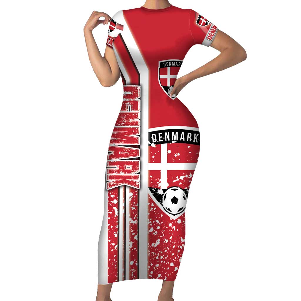 Denmark Football Short Sleeve Bodycon Dress Danish Dynamite Soccer - Road To Champion - Wonder Print Shop