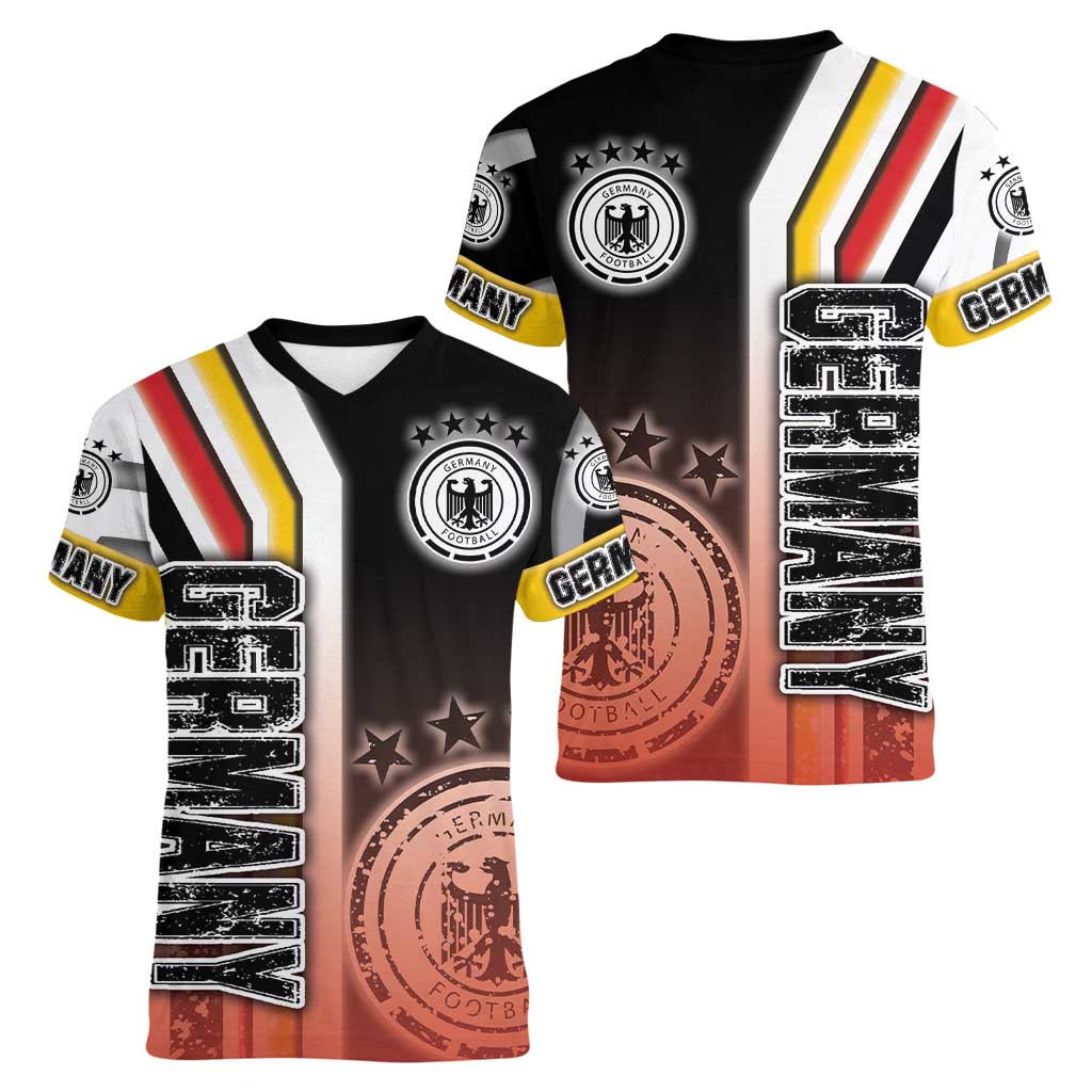 Germany Football Women V-Neck T-Shirt Die Mannschaft Soccer - Road To Champion - Wonder Print Shop