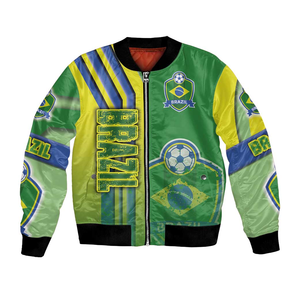 Brazil Football Bomber Jacket Selecao Soccer - Road To Champion - Wonder Print Shop