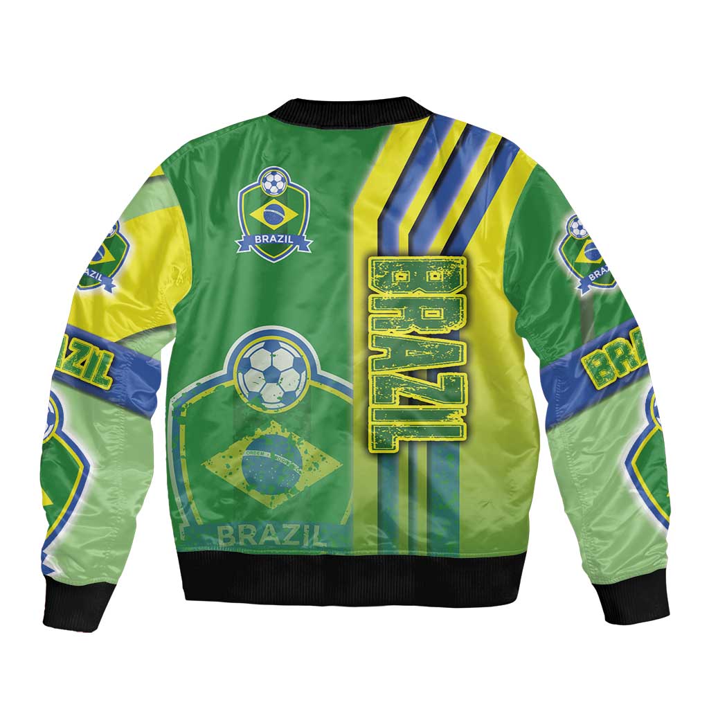 Brazil Football Bomber Jacket Selecao Soccer - Road To Champion - Wonder Print Shop