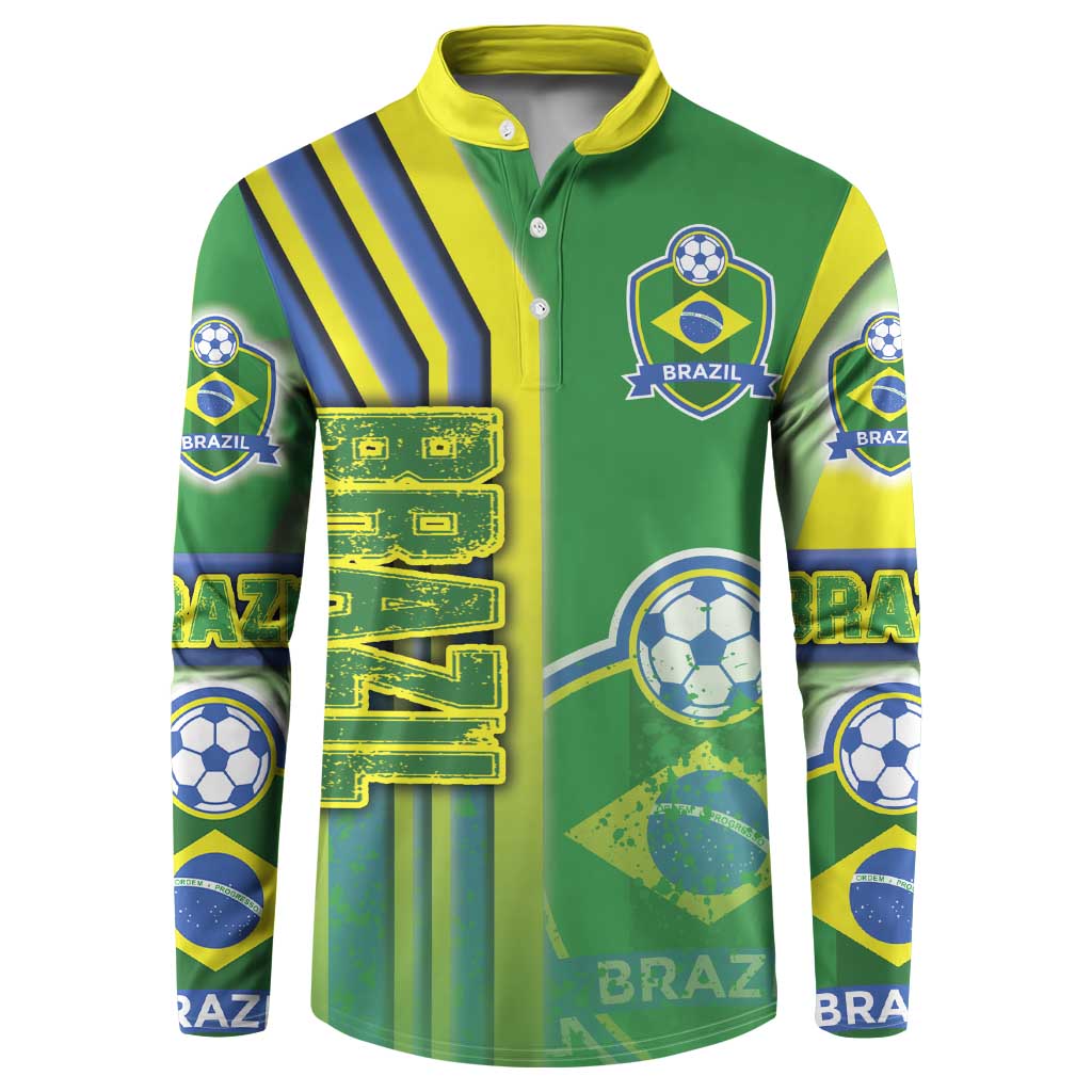 Brazil Football Button Sweatshirt Selecao Soccer - Road To Champion - Wonder Print Shop