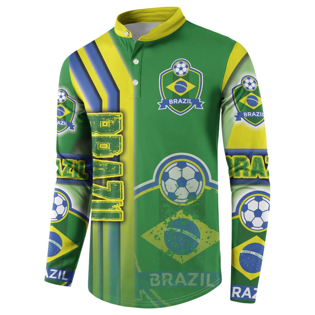 Brazil Football Button Sweatshirt Selecao Soccer - Road To Champion - Wonder Print Shop