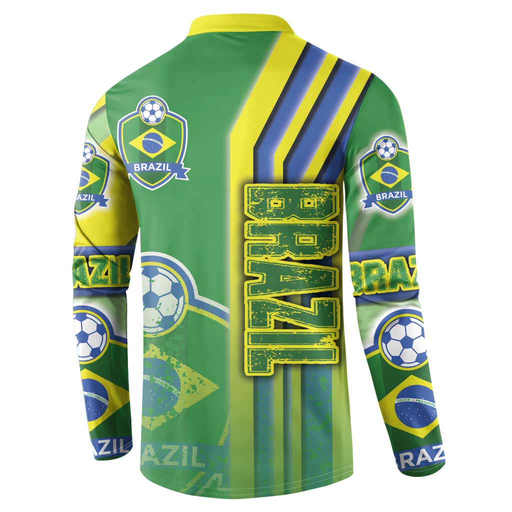 Brazil Football Button Sweatshirt Selecao Soccer - Road To Champion - Wonder Print Shop