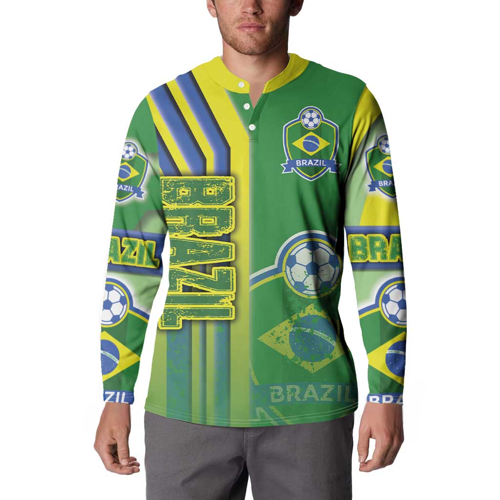 Brazil Football Button Sweatshirt Selecao Soccer - Road To Champion - Wonder Print Shop