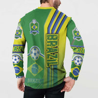 Brazil Football Button Sweatshirt Selecao Soccer - Road To Champion - Wonder Print Shop