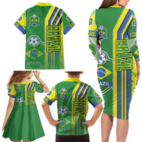 Brazil Football Family Matching Long Sleeve Bodycon Dress and Hawaiian Shirt Selecao Soccer - Road To Champion - Wonder Print Shop