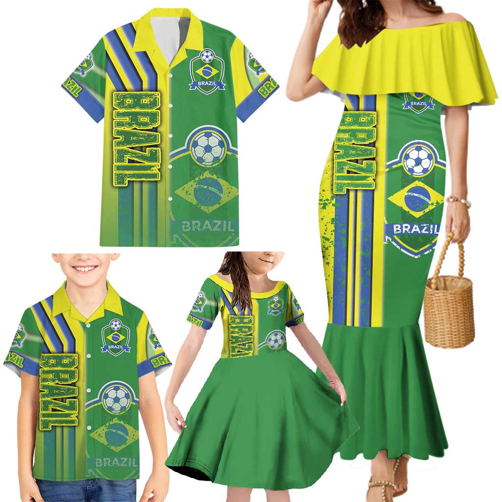 Brazil Football Family Matching Mermaid Dress and Hawaiian Shirt Selecao Soccer - Road To Champion - Wonder Print Shop
