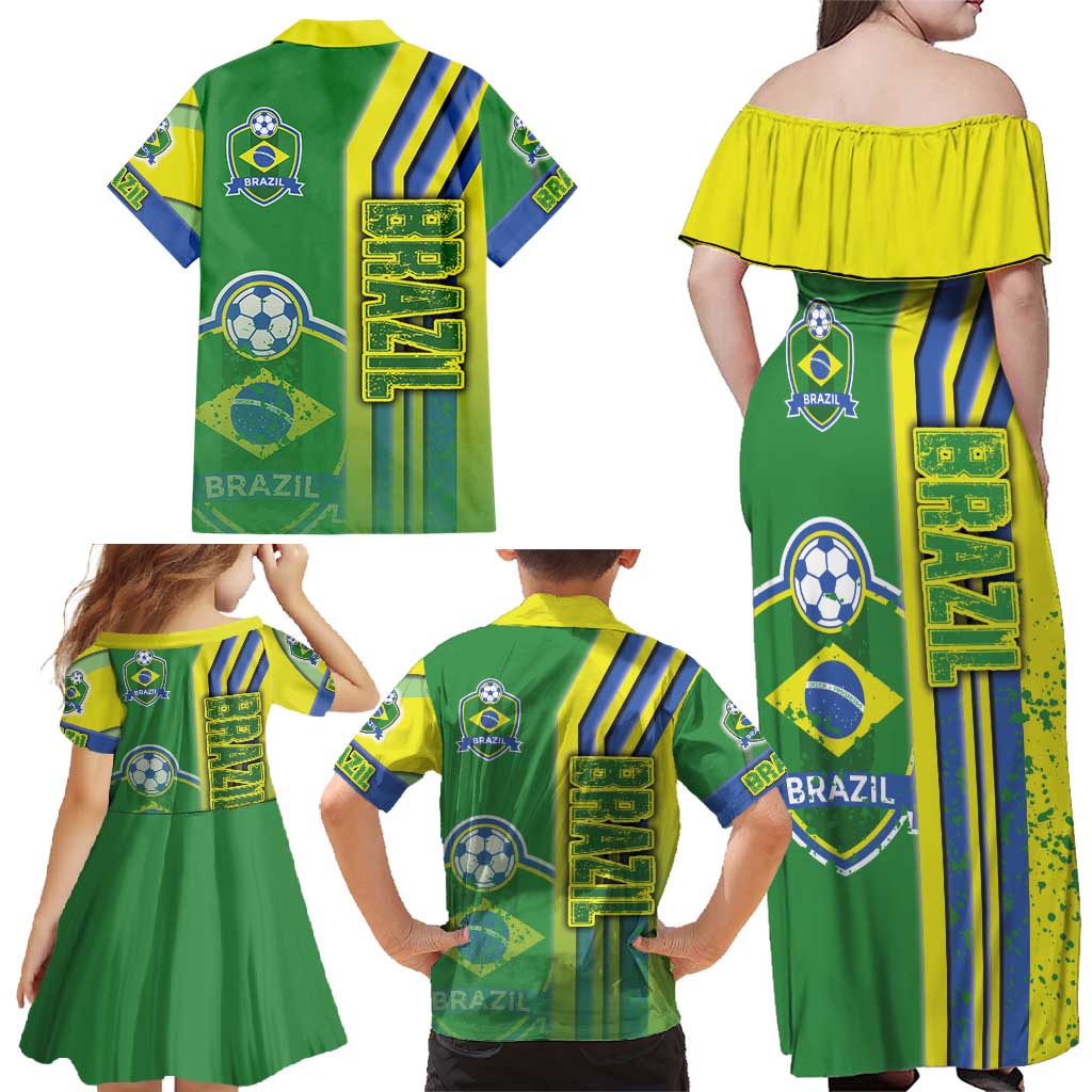 Brazil Football Family Matching Off Shoulder Maxi Dress and Hawaiian Shirt Selecao Soccer - Road To Champion - Wonder Print Shop
